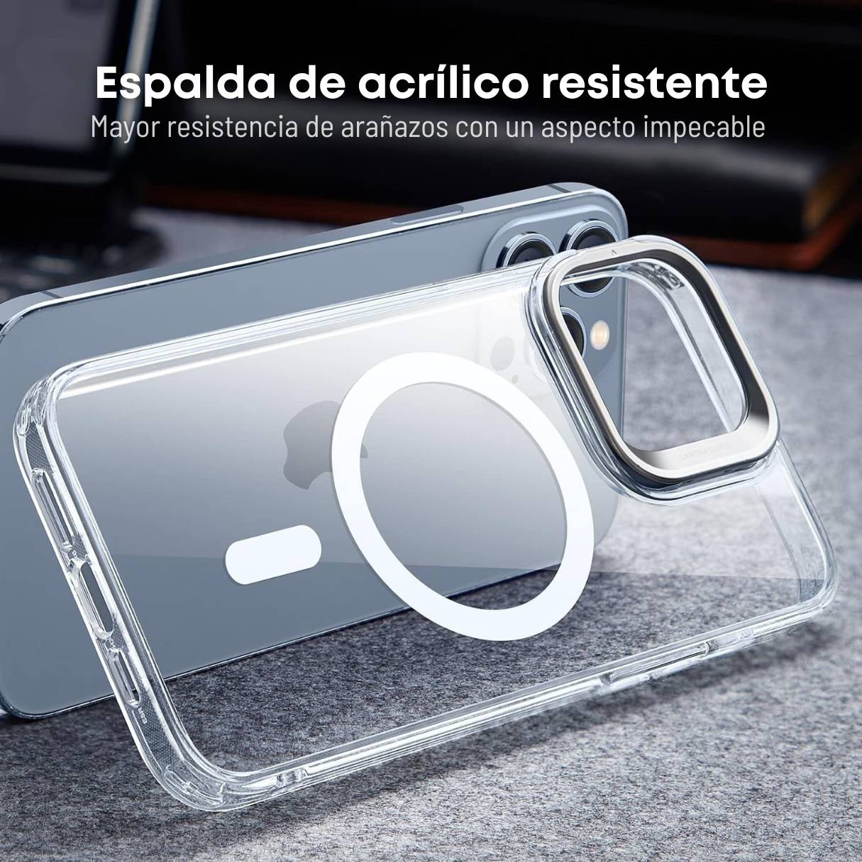Funda ESR para iPhone 13 Pro con MagSafe, protección de grado militar 3X, anti amarilleo, con soporte de anillo de cámara integrado, funda transparente
