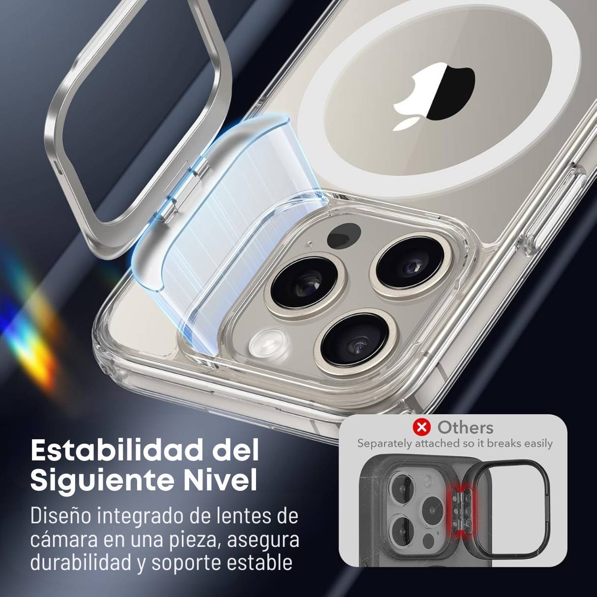 Funda ESR para iPhone 15 Pro con MagSafe, protección de grado militar 3X, anti amarilleo, soporte de anillo de cámara integrado, transparente