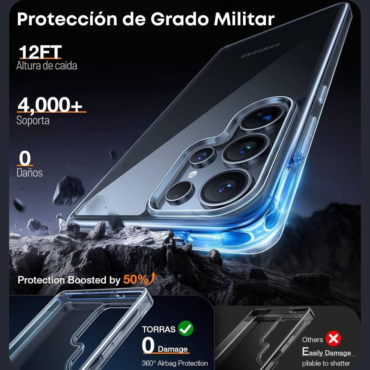 TORRAS Funda para Samsung Galaxy S25 Ultra transparente