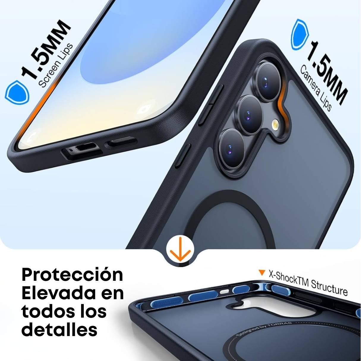 TORRAS - Funda MagSafe antigolpes para Samsung Galaxy S25, protección resistente 4 veces superior de grado militar, translúcida, antihuellas, negro