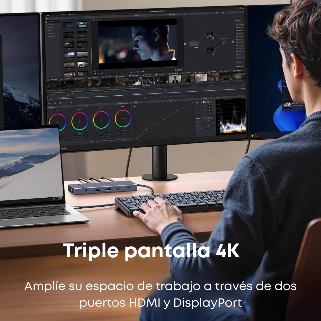 Ugreen Revodok Pro 4K, 12 en 1 con 2 HDMI, DP, 2x10G USB C, 2 USB-A2.0, 100 W PD, SD/TF, Ethernet de 1000 Mbps, audio de 3.5mm