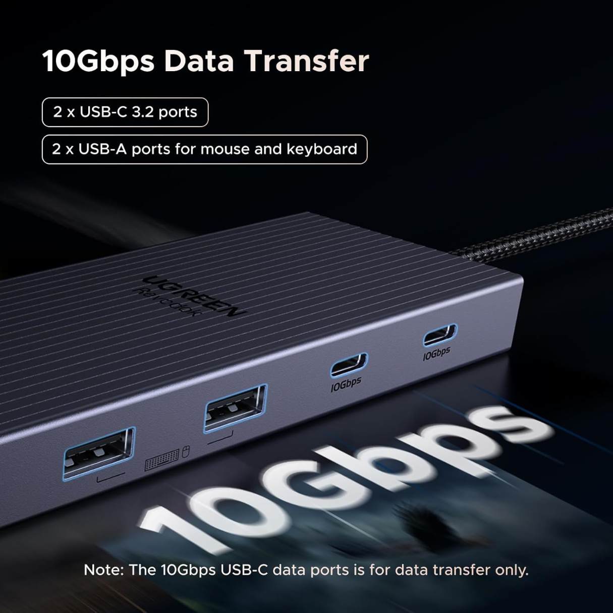 Ugreen Revodok Pro 4K, 12 en 1 con 2 HDMI, DP, 2x10G USB C, 2 USB-A2.0, 100 W PD, SD/TF, Ethernet de 1000 Mbps, audio de 3.5mm