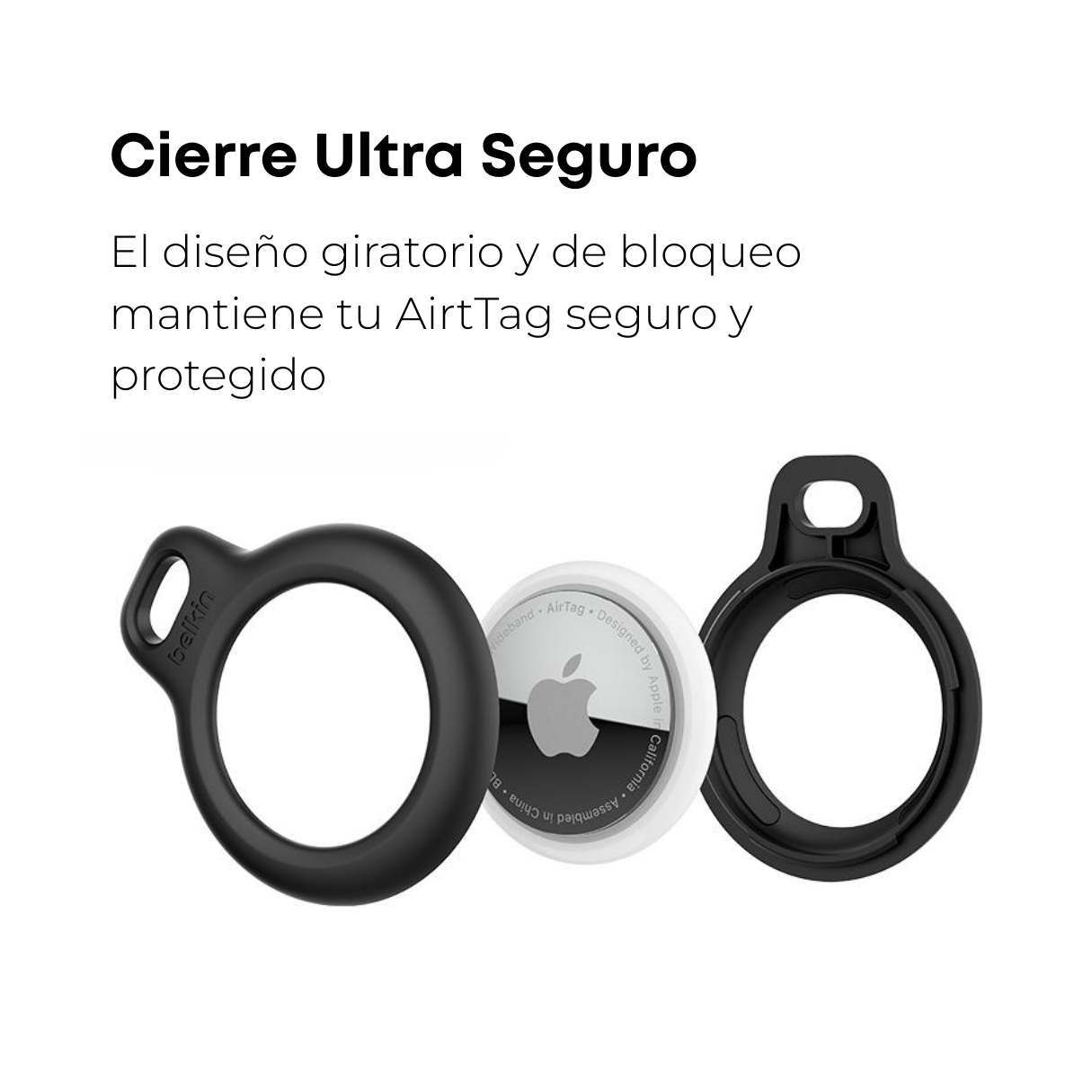 Belkin - Soporte seguro con llavero para Apple AirTag, duradera y resistente a los arañazos