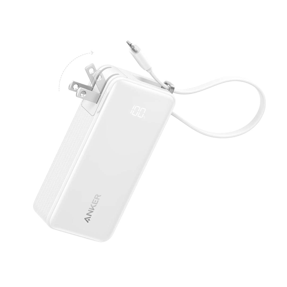 Power Bank 10000mAh Anker 3 en 1 con cable tipo C y enchufe integrado, para iPhone 15/16/Samsung