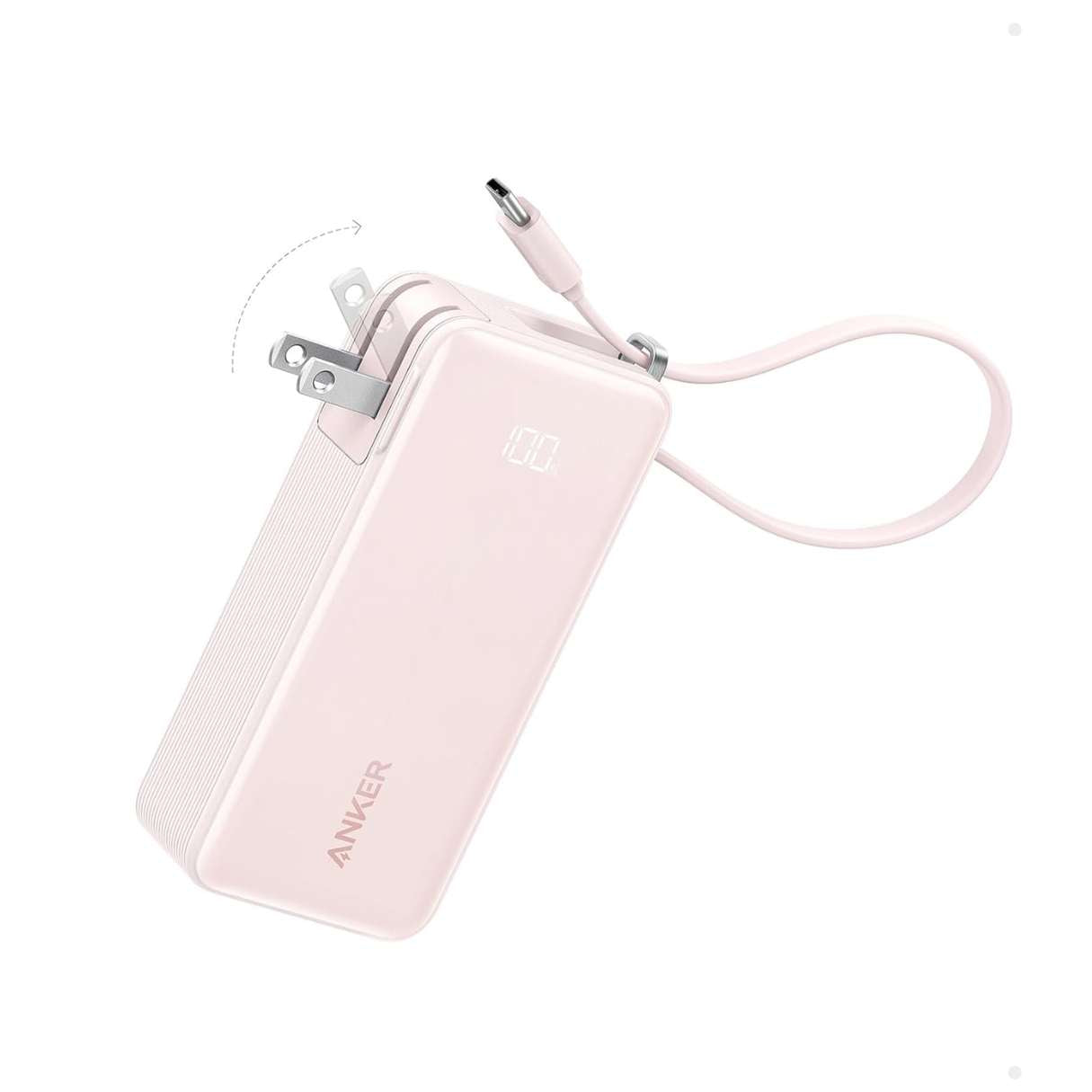 Power Bank 10000mAh Anker 3 en 1 con cable tipo C y enchufe integrado, para iPhone 15/16/Samsung