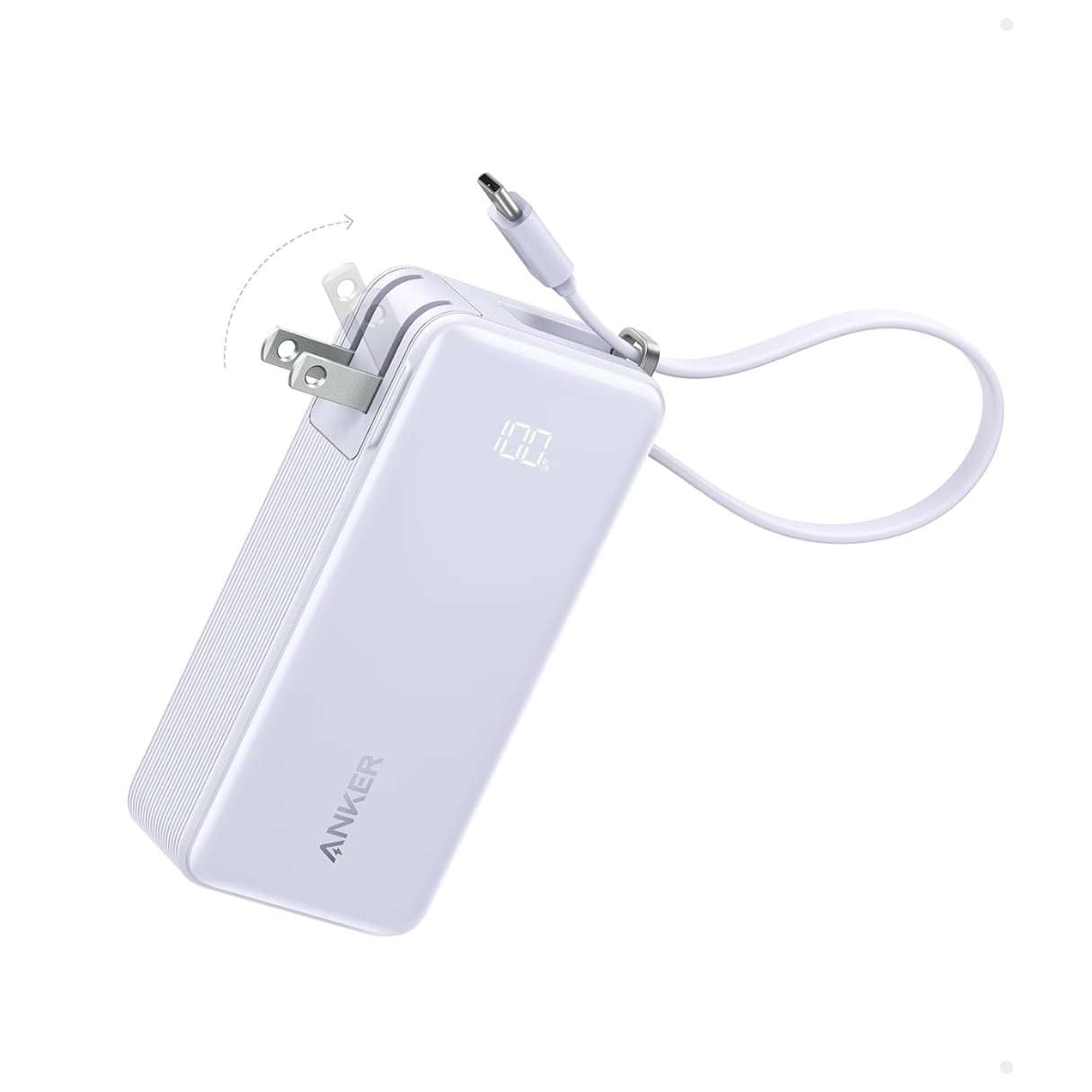 Power Bank 10000mAh Anker 3 en 1 con cable tipo C y enchufe integrado, para iPhone 15/16/Samsung