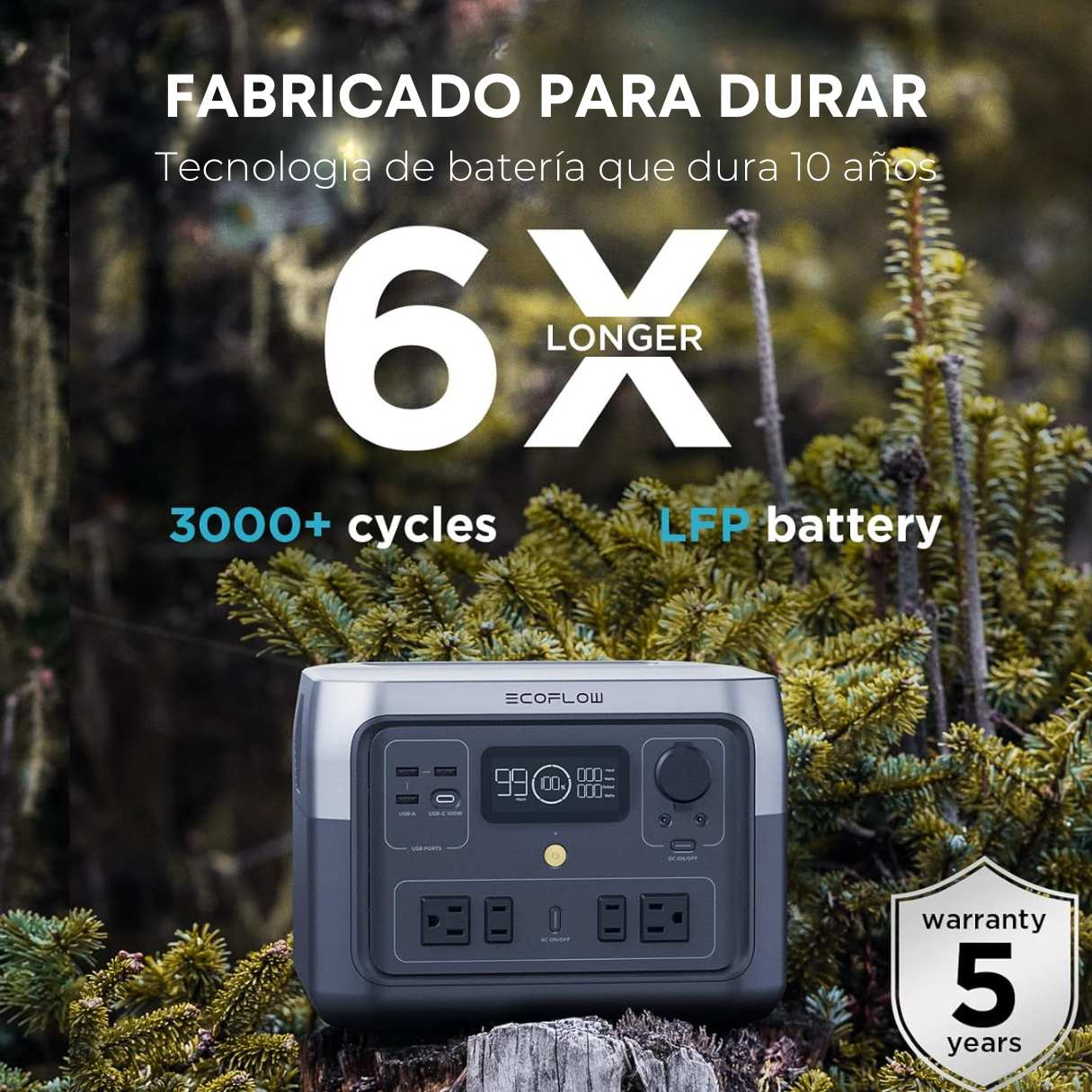 ECOFLOW Estación de energía portátil RIVER 2 Max 500, batería LiFePO4 de 499Wh hasta 1000W de salida