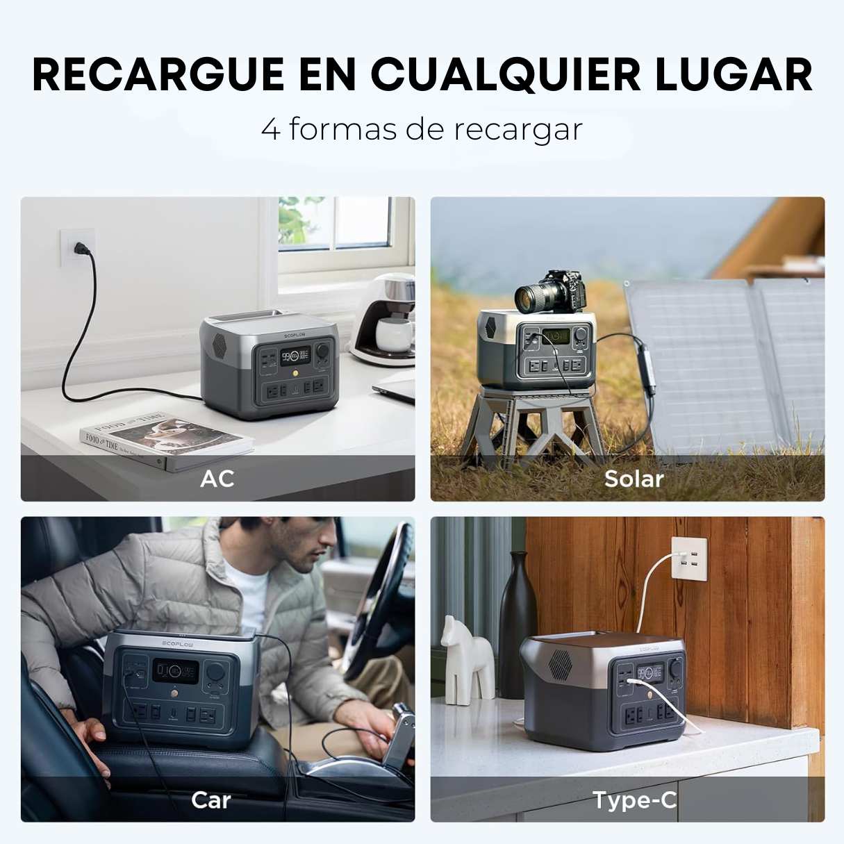 ECOFLOW Estación de energía portátil RIVER 2 Max 500, batería LiFePO4 de 499Wh hasta 1000W de salida