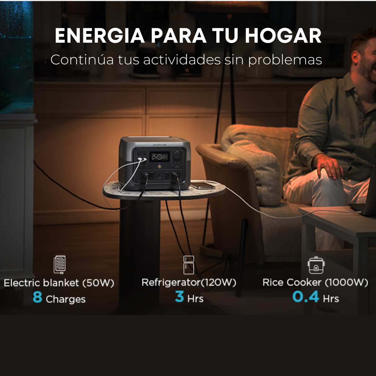 ECOFLOW Estación de energía portátil RIVER 2 Max 500, batería LiFePO4 de 499Wh hasta 1000W de salida