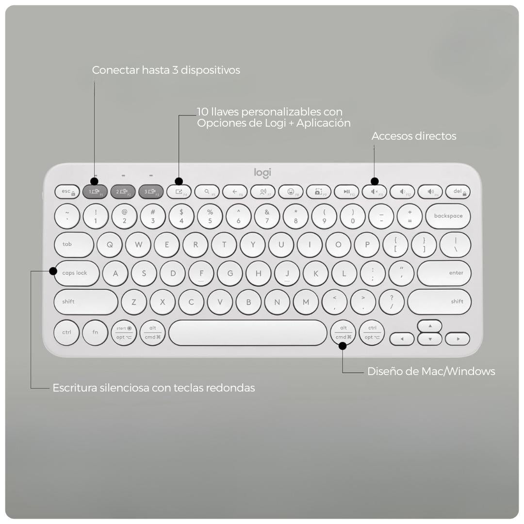 Logitech Teclado Bluetooth Plebbe Keys 2 K380s