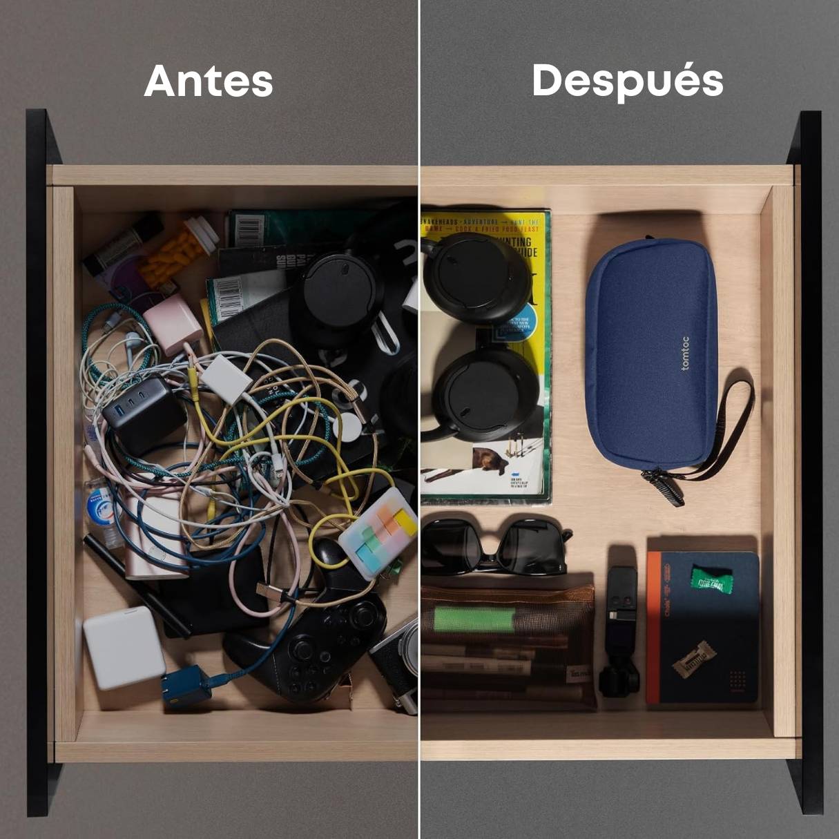 Tomtoc organizador de accesorios de viaje para cargadores y cables, para teléfono, Airpods, unidad USB y artículos diarios