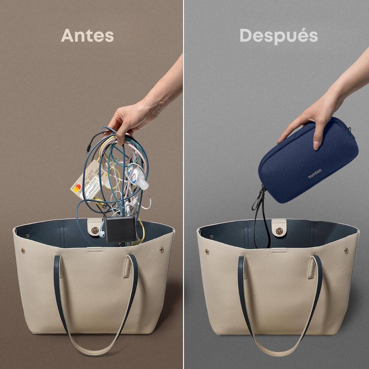 Tomtoc organizador de accesorios de viaje para cargadores y cables, para teléfono, Airpods, unidad USB y artículos diarios