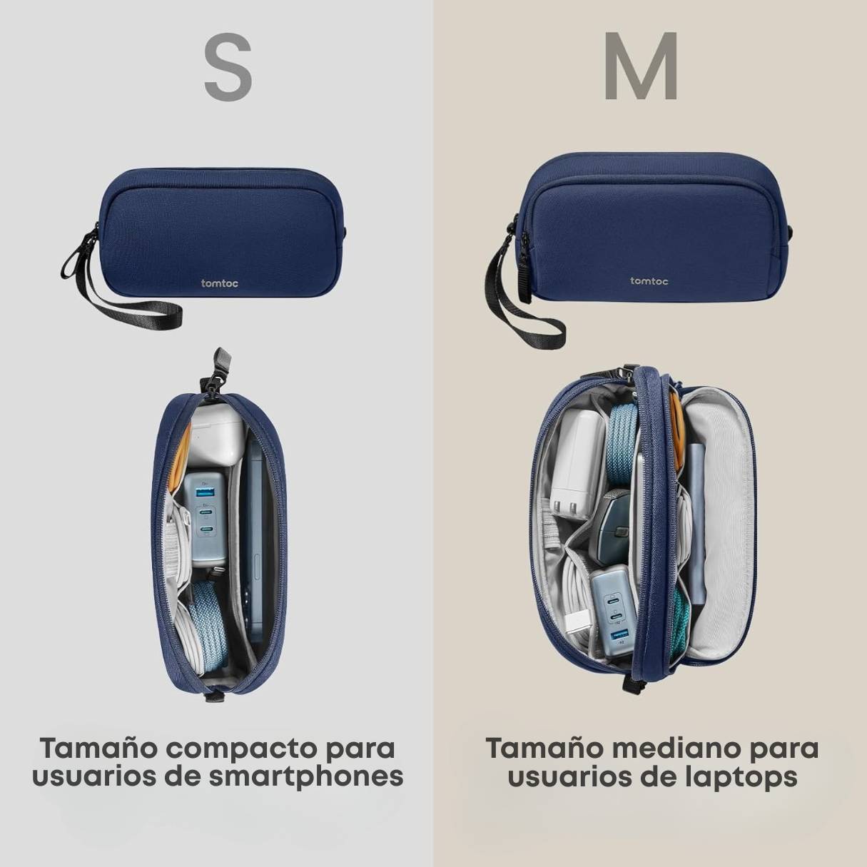 Tomtoc organizador de accesorios de viaje para cargadores y cables, para teléfono, Airpods, unidad USB y artículos diarios