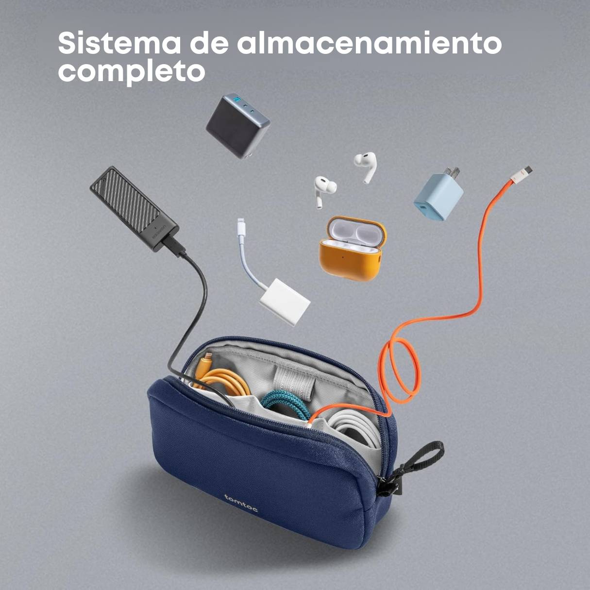 Tomtoc organizador de accesorios de viaje para cargadores y cables, para teléfono, Airpods, unidad USB y artículos diarios