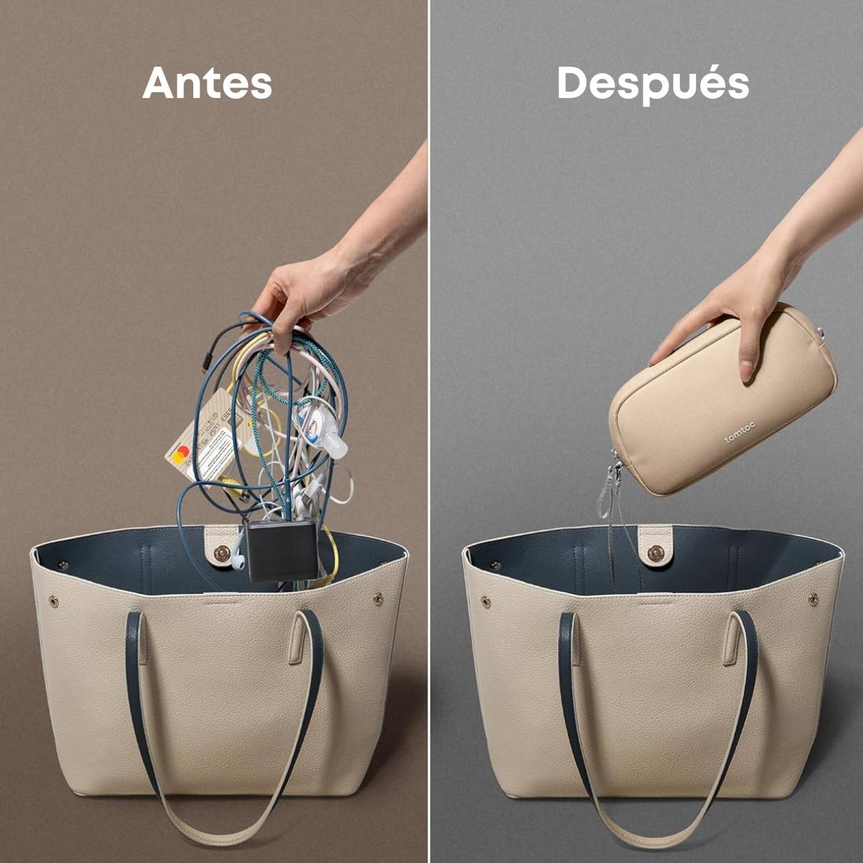 Tomtoc organizador de accesorios de viaje para cargadores y cables, para teléfono, Airpods, unidad USB y artículos diarios