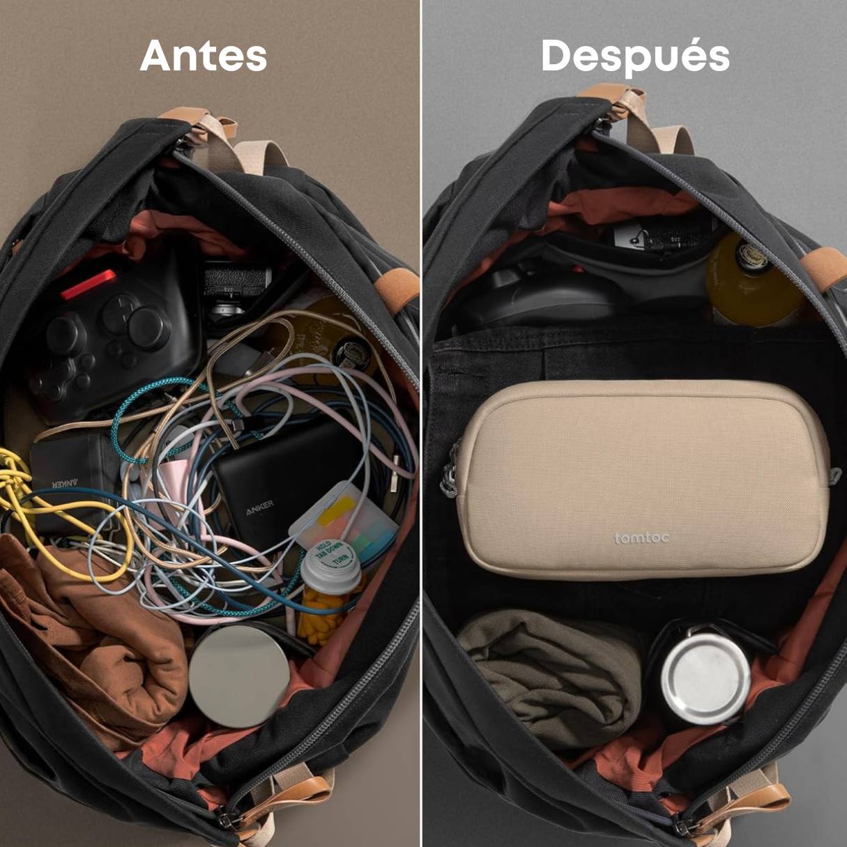 Tomtoc organizador de accesorios de viaje para cargadores y cables, para teléfono, Airpods, unidad USB y artículos diarios