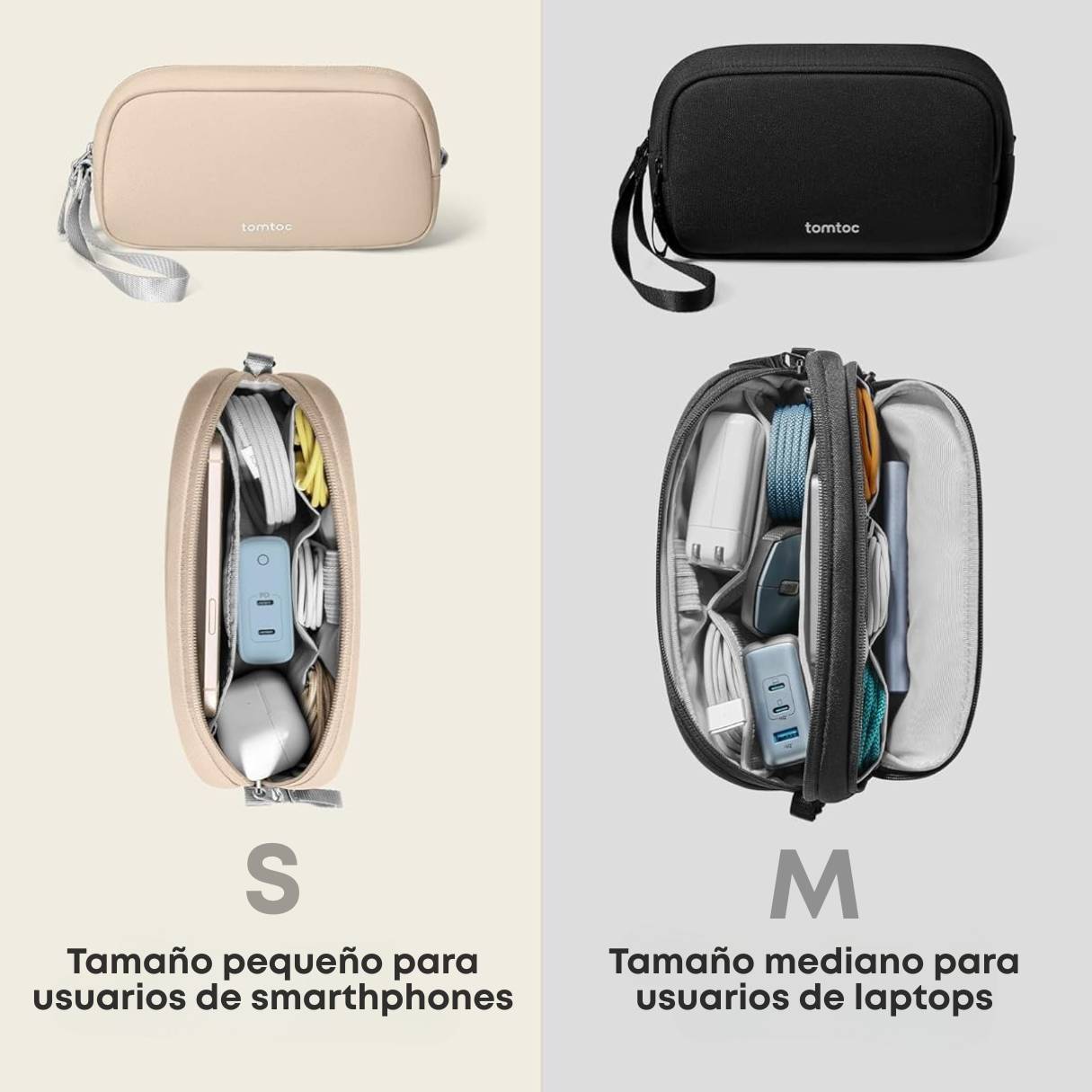 Tomtoc organizador de accesorios de viaje para cargadores y cables, para teléfono, Airpods, unidad USB y artículos diarios