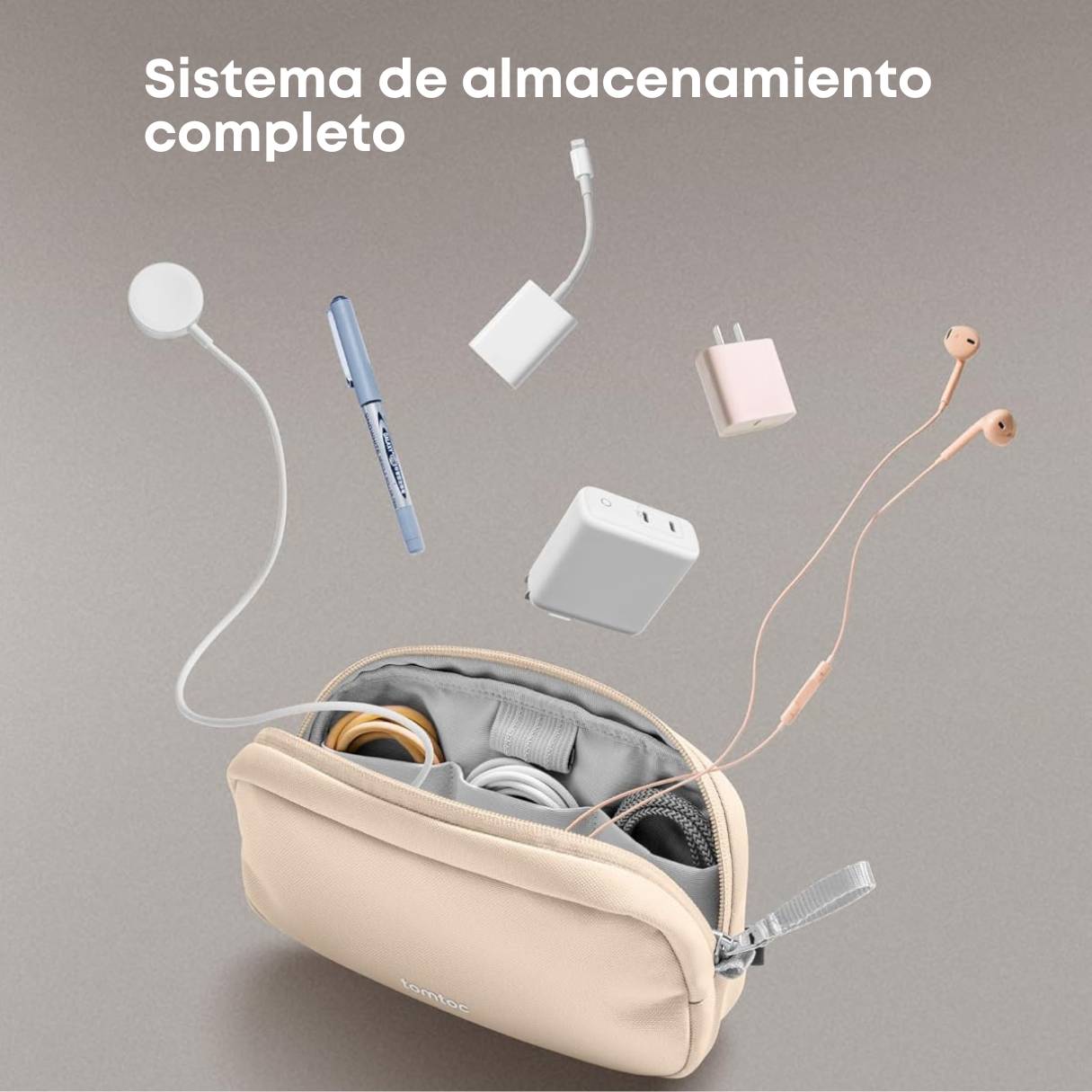 Tomtoc organizador de accesorios de viaje para cargadores y cables, para teléfono, Airpods, unidad USB y artículos diarios