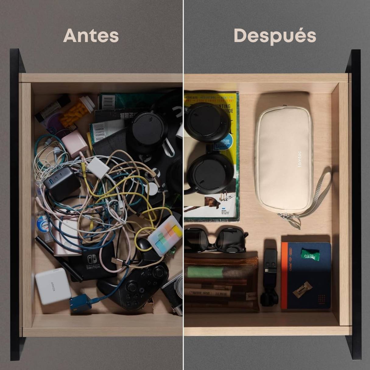 Tomtoc organizador de accesorios de viaje para cargadores y cables, para teléfono, Airpods, unidad USB y artículos diarios