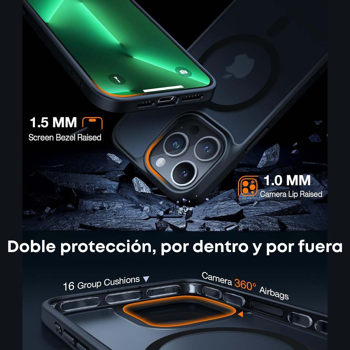 Torras Funda MagSafe para iPhone 15 Pro Max a prueba de golpes contra caídas de grado militar, translúcida delgada