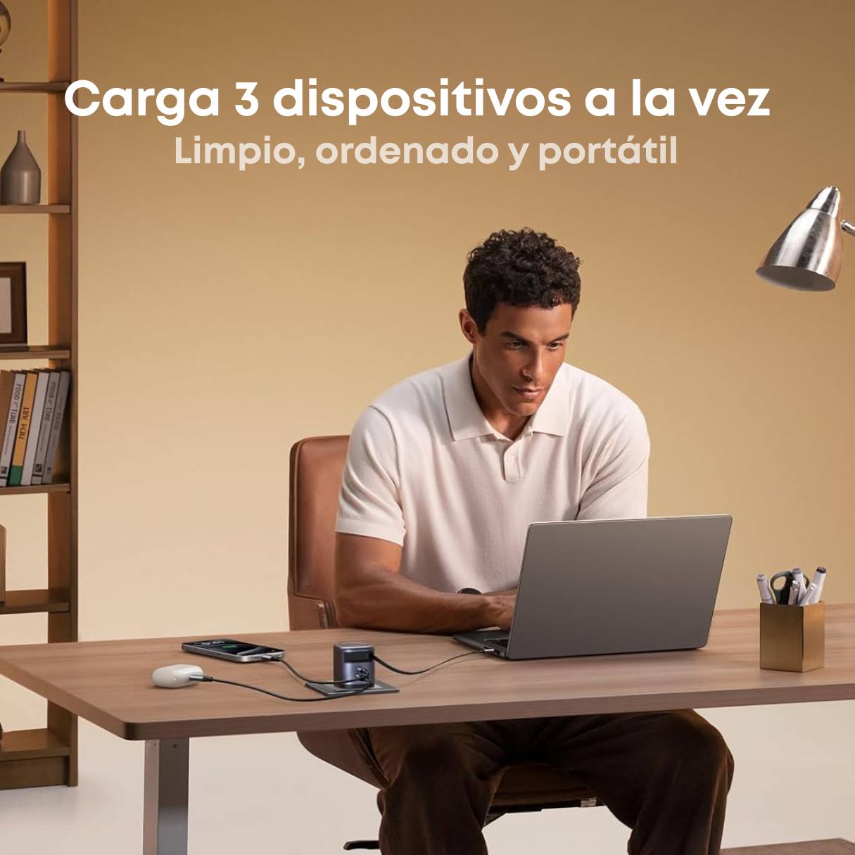 Ugreen Nexode Cargador retráctil tipo C de 65W GaN con cable integrado, carga rápida de 2 puertos para iPhone 17/16/15, Galaxy S25/S24, Pixel 10/9/8, MacBook Air, iPad y más