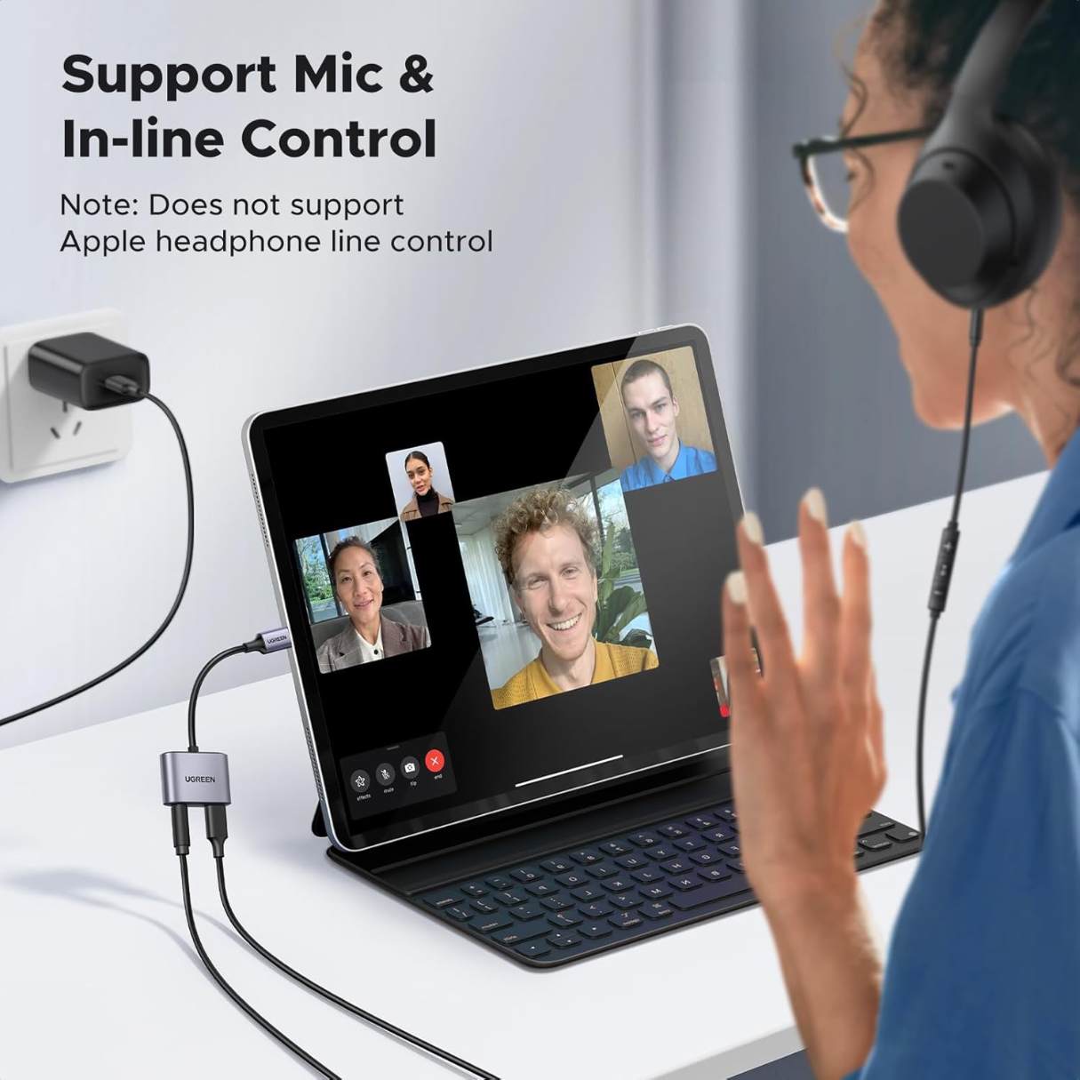Ugreen USB-C a 3.5mm Adaptador de Audio con Puerto de Carga 2 en 1 PD 60W
