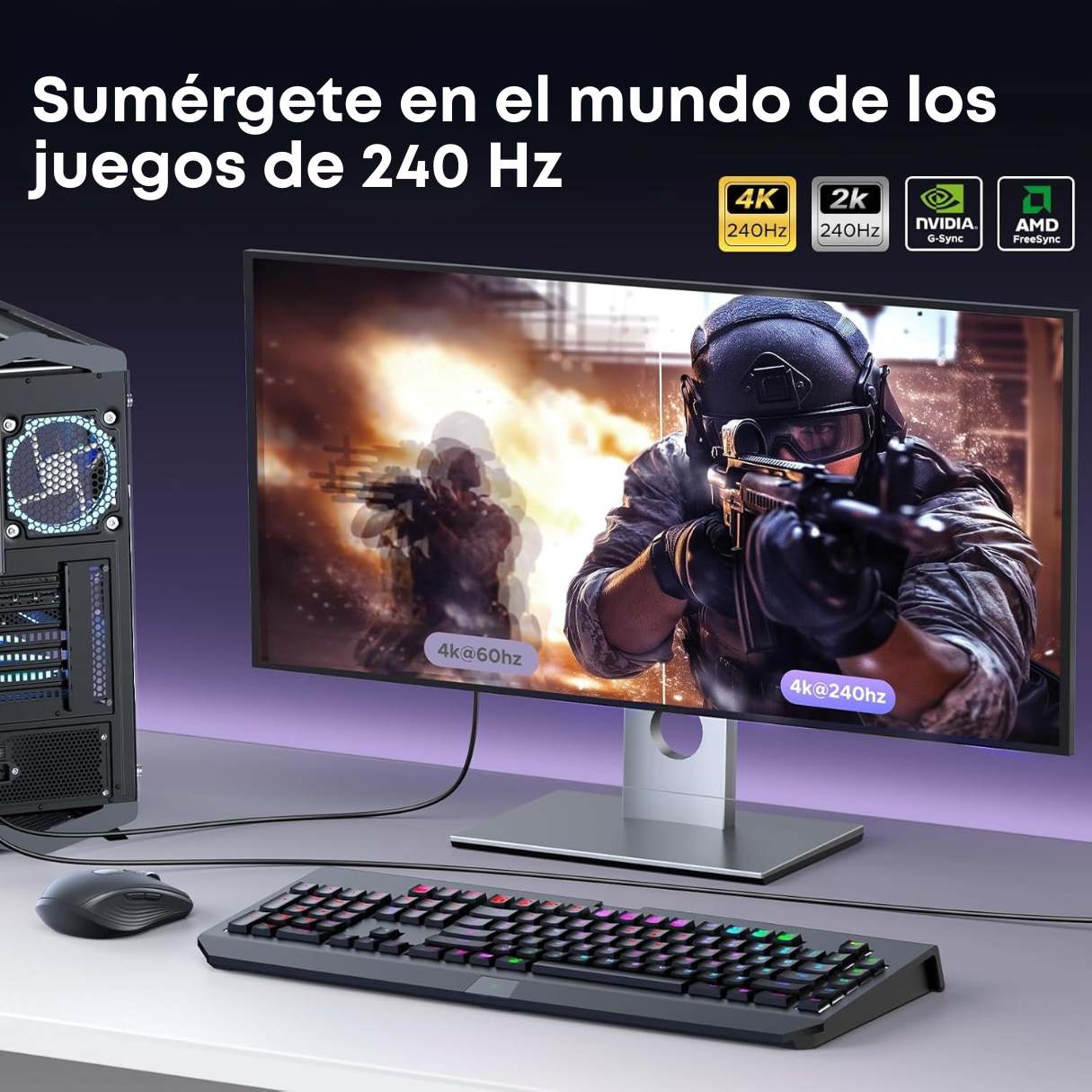 Ugreen Cable adaptador USB C a DisplayPort 1.4 de 8K a 60Hz 4K a 240Hz Thunderbolt 4/3 a puerto de pantalla convertidor con HDR VRR ALLM trenzado compatible con iPhone 17/16, Galaxy S25, MacBook Pro