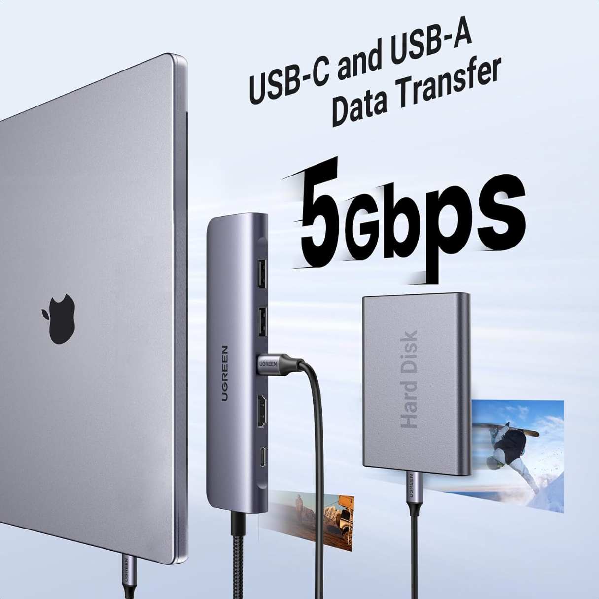 Ugreen Adaptador Revodok tipo C 7 en 1 para Macbook/Dell/Lenovo, iPad/iPhone/Galaxy