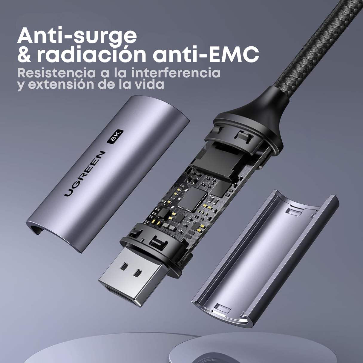 Ugreen Cable USB C a DisplayPort 1.4 8K @60Hz 4K a 240Hz unidireccional Thunderbolt 4/3 a DisplayPort cable USB C a DP 32.4Gbps compatible con iPhone 17, MacBook Pro/Air, iPad, Mac Mini, Galaxy, XPS