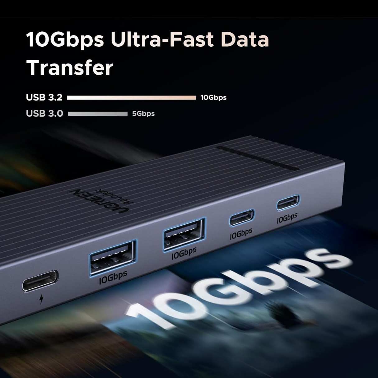 Ugreen Revodok Pro tipo C 6 en 1,10Gbps, 100W para MacBook Pro/Air, iPad Pro, Thinkpad Rog Ally y más