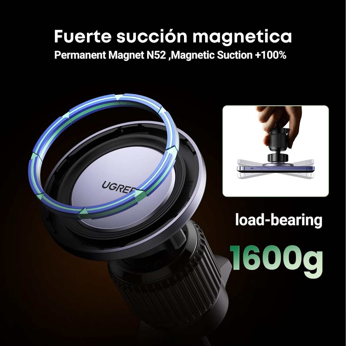 Ugreen soporte MagSafe para teléfono de vehículo, para iPhone 16, 15, 14, 13, 12 series