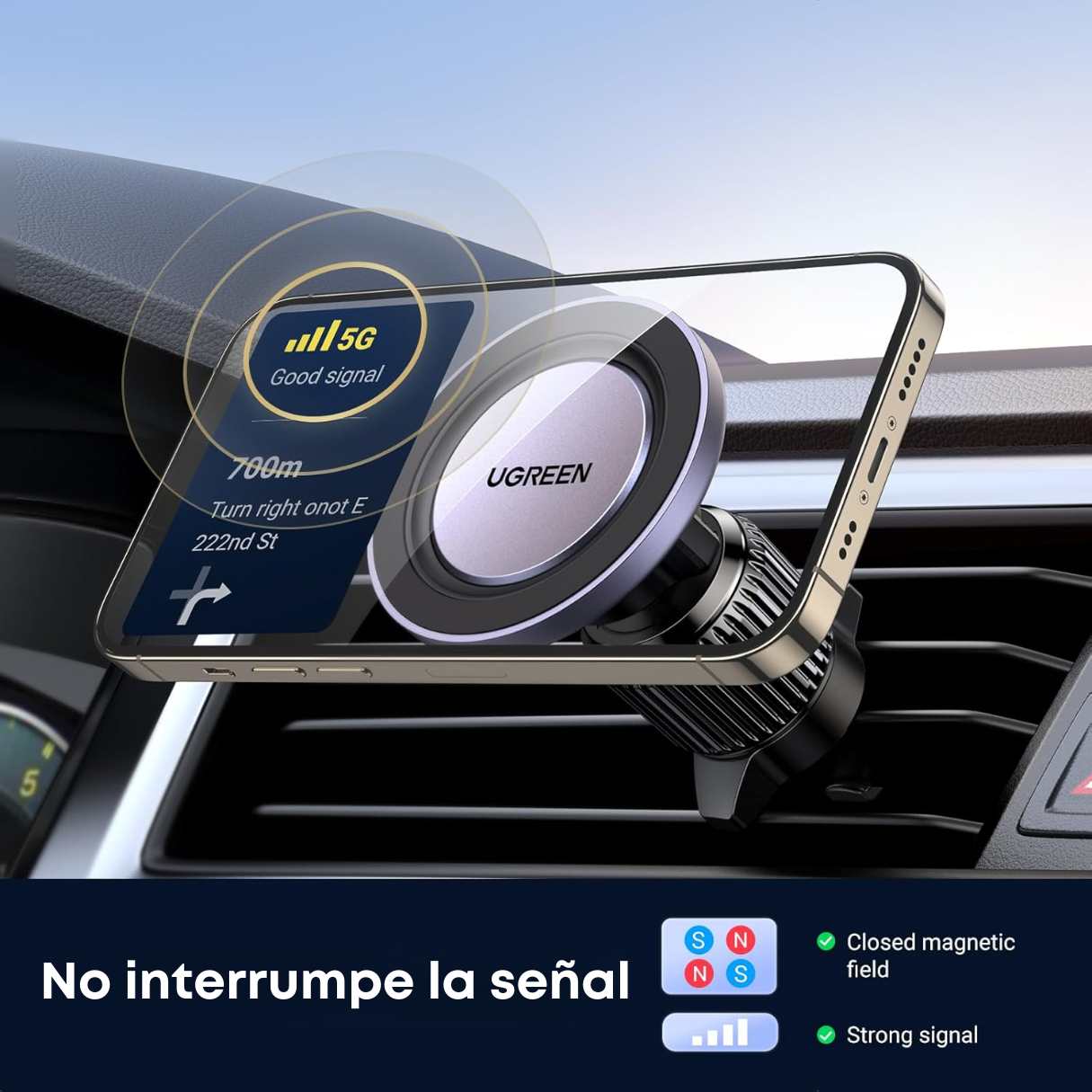 Ugreen soporte MagSafe para teléfono de vehículo, para iPhone 16, 15, 14, 13, 12 series