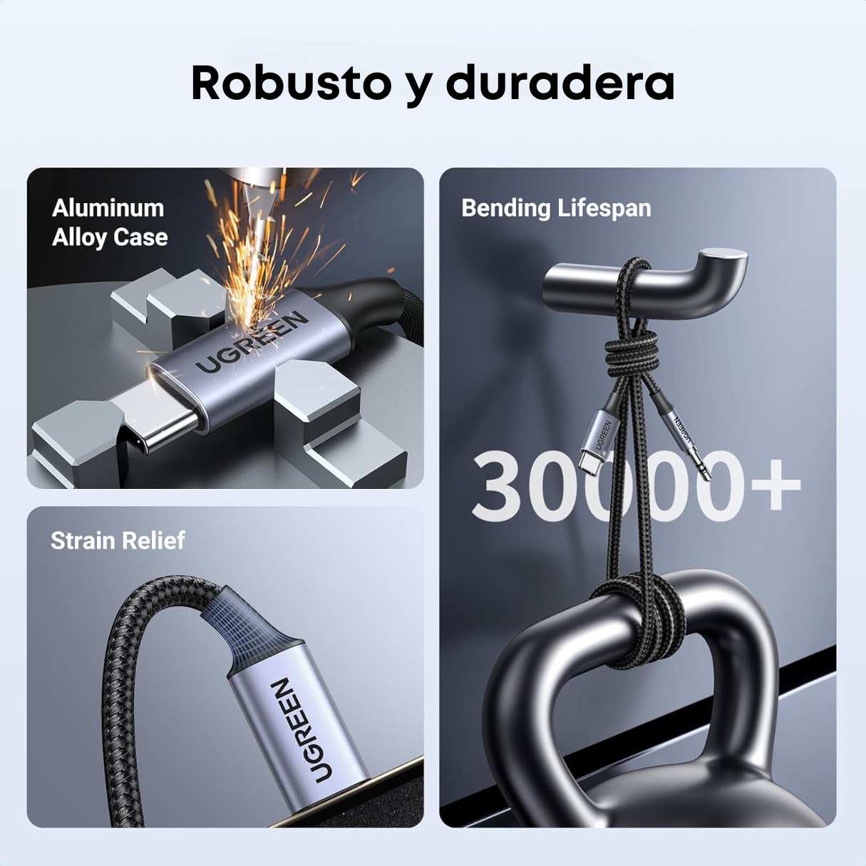 Ugreen Adaptador de audio auxiliar tipo C a 3.5mm compatible con Samsung Galaxy, iPhone 16/15