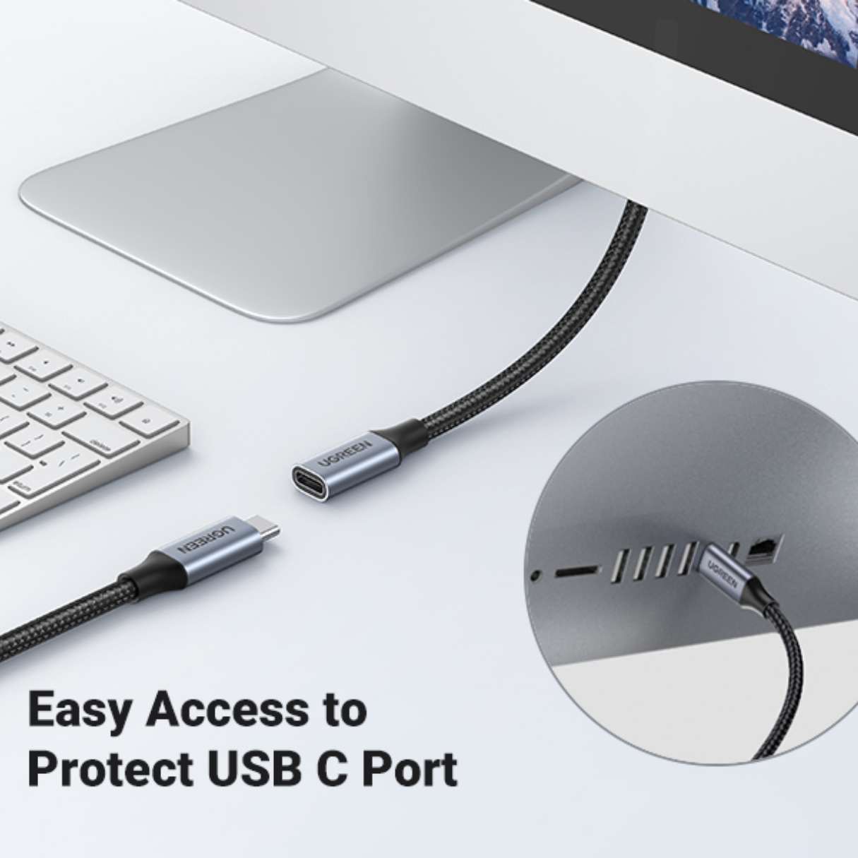 Ugreen Cable de extensión tipo C carga 100W y transferencia 10 Gbps, USB C 3.2, compatible con PSVR2/MacBook Air M2 Pro/ iPad Pro/Magsafe 1M