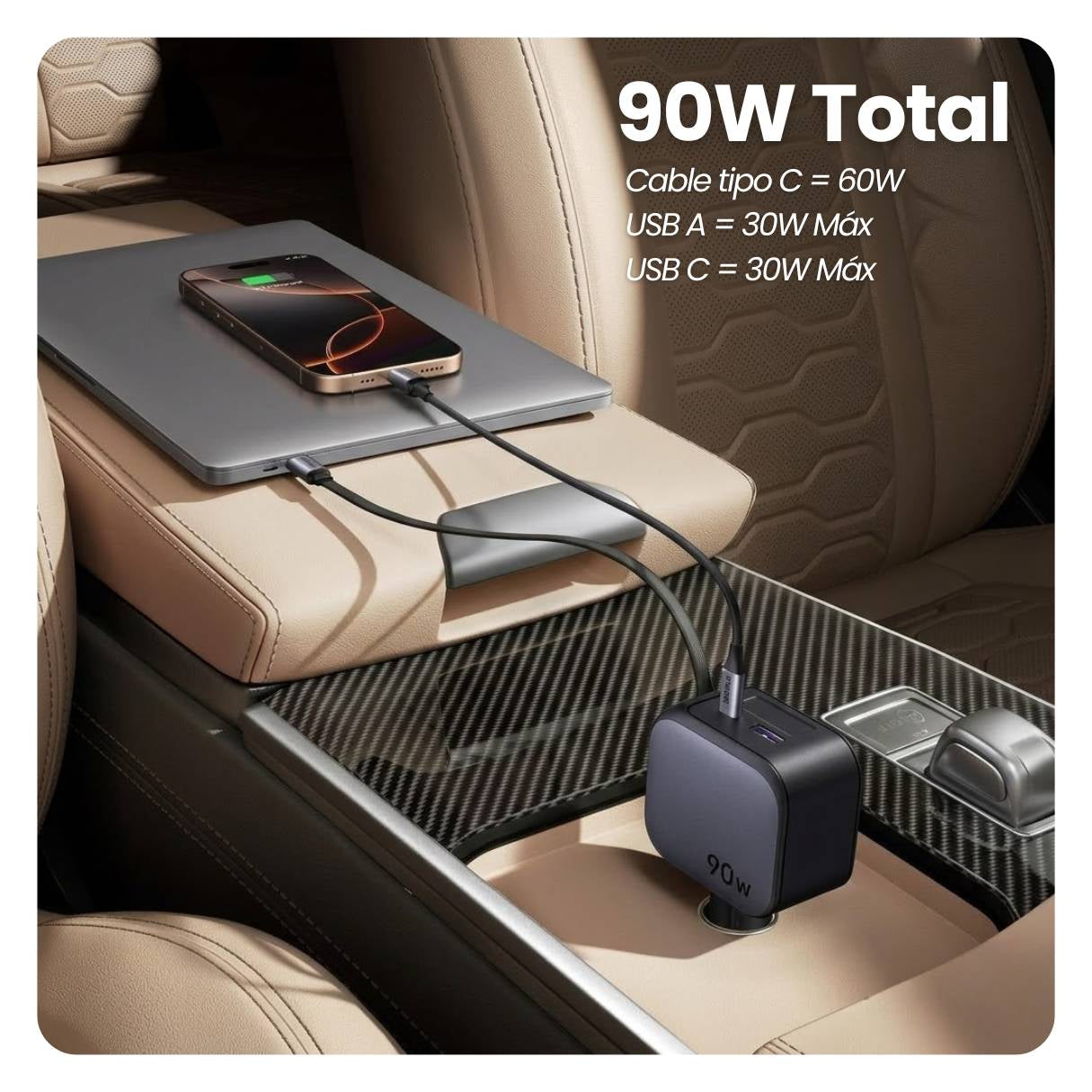 Ugreen Cargador de Vehículo 90W