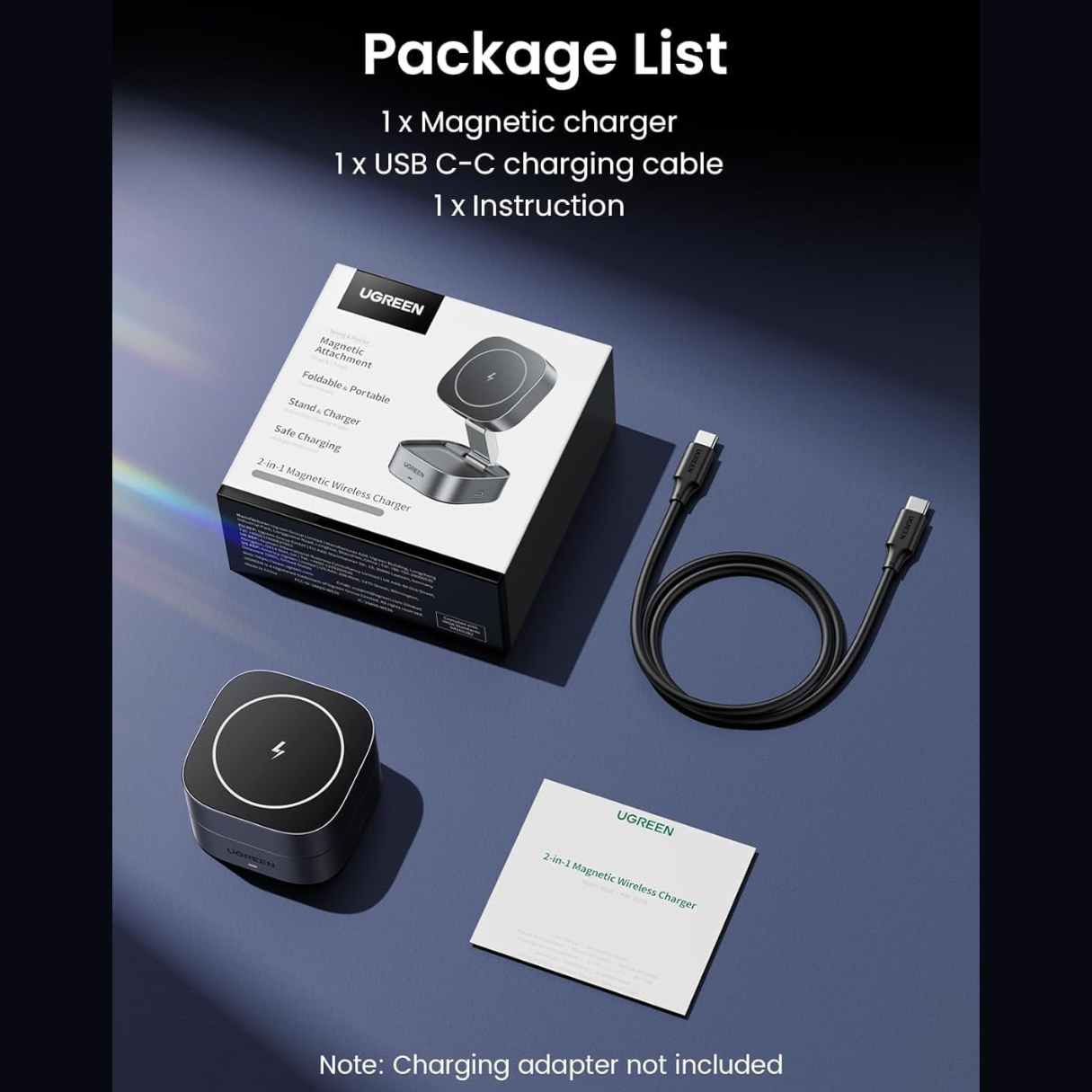 Ugreen estación de carga MagSafe 2 en 1 para iPhone 16, 15, 14, 13, 12, AirPods