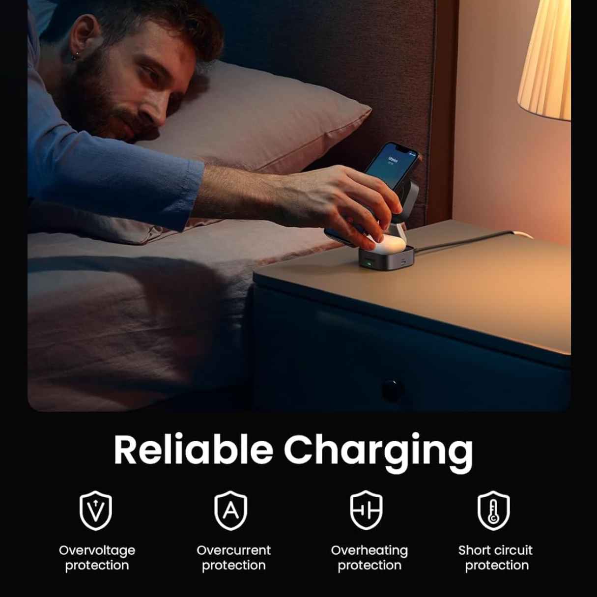 Ugreen estación de carga MagSafe 2 en 1 para iPhone 16, 15, 14, 13, 12, AirPods