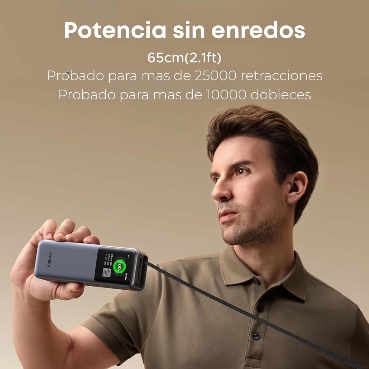 Ugreen Nexode Power Bank 20000mAh 165W con cable USB C integrado de 100 W, para MacBook Pro/Air/iPhone 16/iPad Pro/Galaxy S25 Ultra/Dell/HP y más