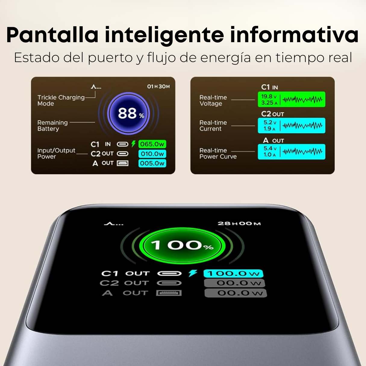 Ugreen Nexode Power Bank 20000mAh 165W con cable USB C integrado de 100 W, para MacBook Pro/Air/iPhone 16/iPad Pro/Galaxy S25 Ultra/Dell/HP y más