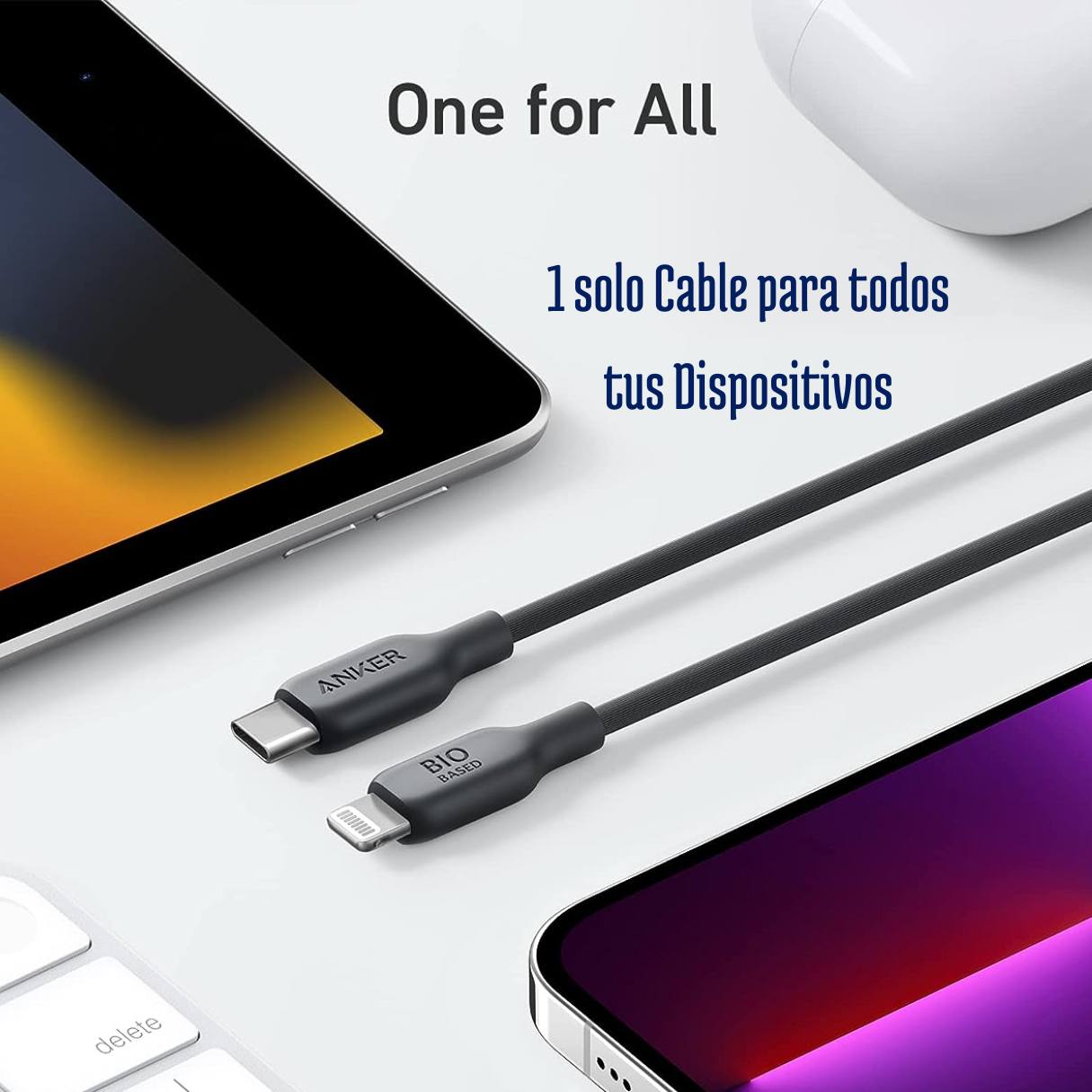 Anker cable tipo C a Lightning con certificación MFi carga rápida para iPhone 14/13/12/11/X 1.8 M