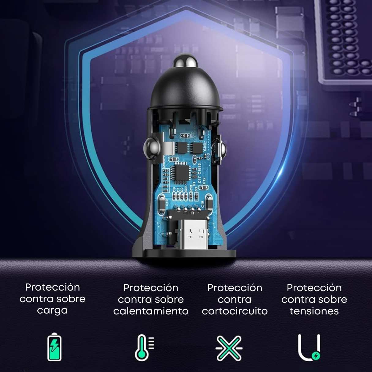 Ugreen Cargador de vehículo 30W carga rapida para iPhone 16/15/14/13/12/11/Galaxy S24