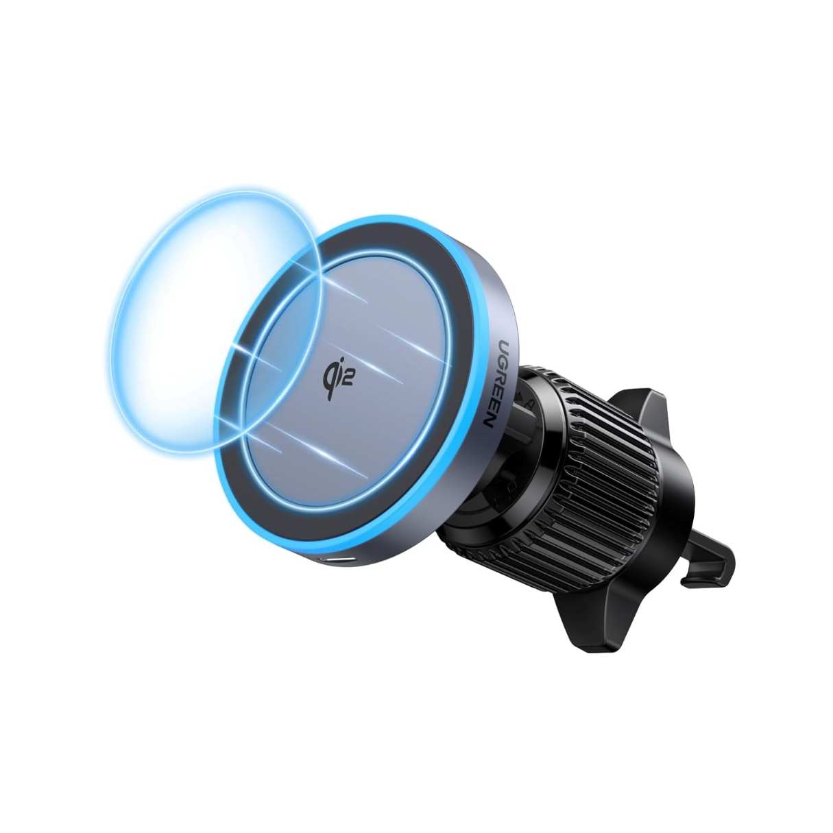 Ugreen Cargador de vehículo inalámbrico Qi2, 15W carga rápida fuerte soporte magnético para iPhone 16/15/14/13/12 Series