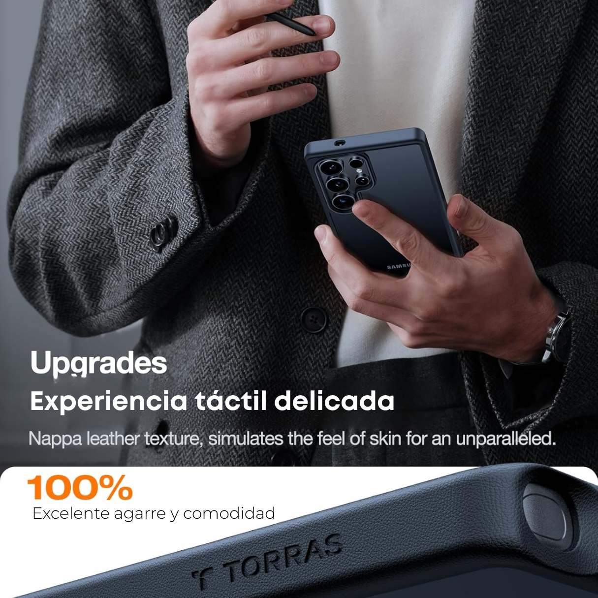 Torras Funda para Samsung Galaxy S25 Ultra a prueba de golpes grado militar, delgada, semitransparente, negra