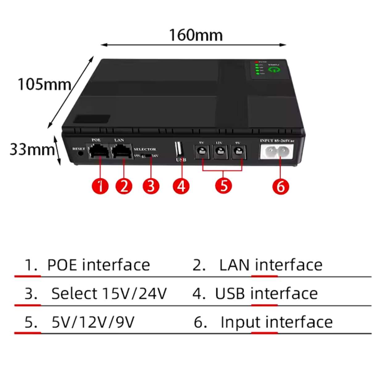 Mini UPS 10400mAh para router 12V/9V/5V con cable adaptador incluido