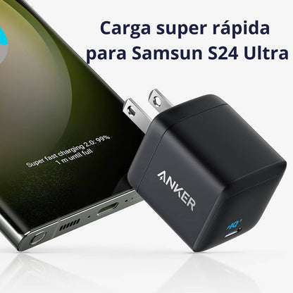 Anker Cargador tipo C para Samsung Galaxy S24/S23/S22 Ultra carga súper rápida 45W