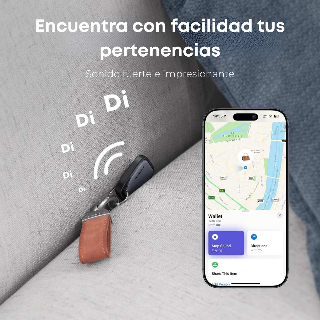 UGREEN FineTrack Localizador tipo llavero para Apple Find My (iOS)