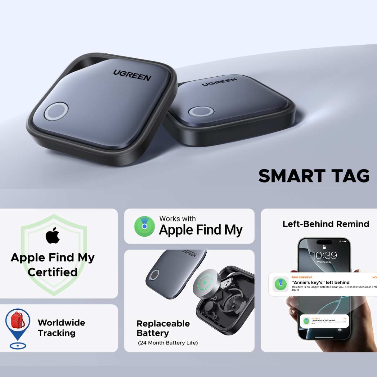 UGREEN FineTrack Localizador tipo llavero para Apple Find My (iOS)