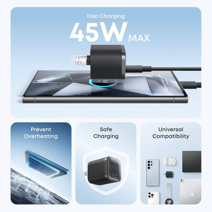 Anker Cargador tipo C Nano de 45 W de carga súper rápida, compacto y plegable con cable tipo C C 1.80M