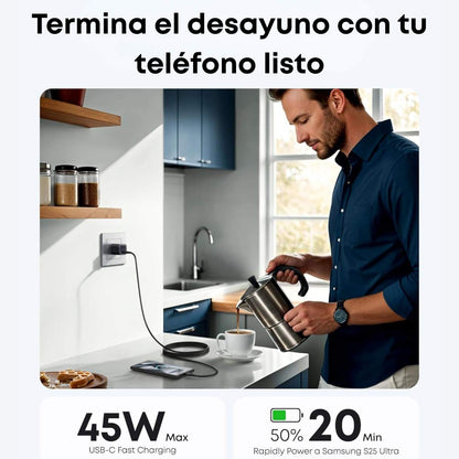 Anker Cargador tipo C Nano de 45 W de carga súper rápida, compacto y plegable con cable tipo C C 1.80M