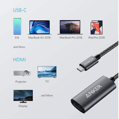 Anker Adaptador tipo C a HDMI 4K (@60Hz), para MacBook Pro, Air, iPad, Pixelbook, XPS, Galaxy y más